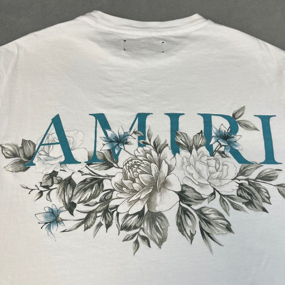 Amiri Floral Graphic T-Shirt Men's Size Large White Crewneck Tee - Picture 9 of 9